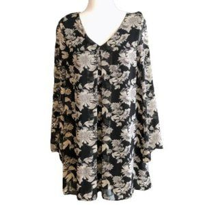 Honey Belle Floral Bell Sleeve Boho Shift Dress
